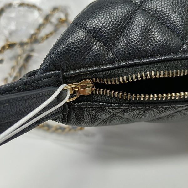 Quilted Grained Calfskin Shoulder Bag Black
