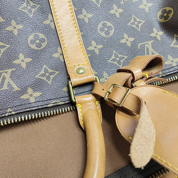 KEEPALL 60 Monogram Coated Canvas Brown