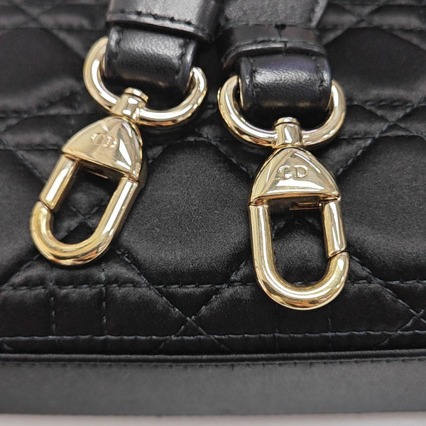 Lady Dior Small Cannage Silk Satin Black