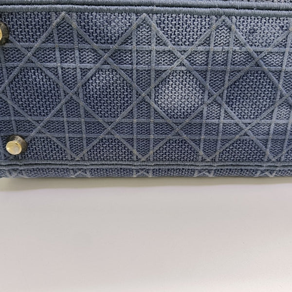 Lady D-Lite Medium Cannage Canvas Blue