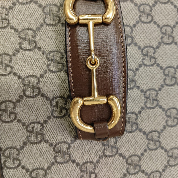 Horsebit 1955 Medium Monogram Coated Canvas Beige