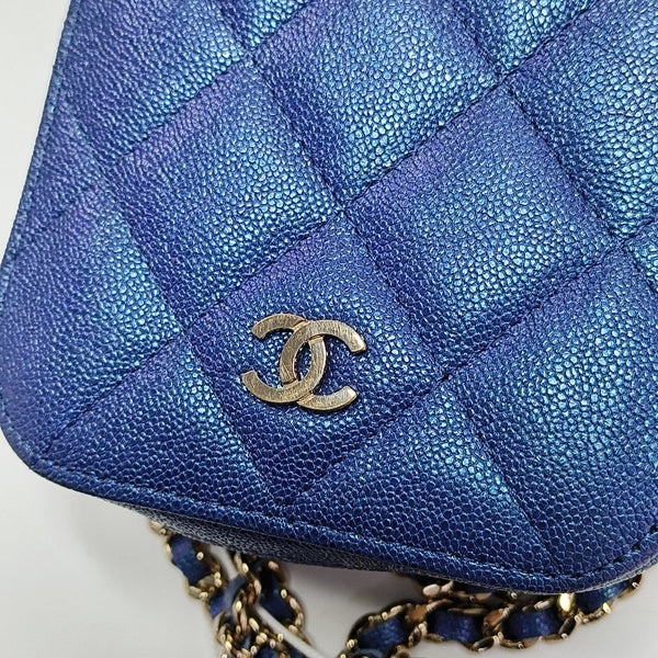 Quilted Grained Calfskin Blue
