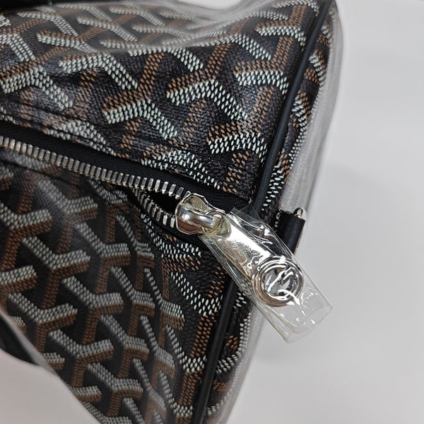 Coated Canvas Top Handle Bag Brown