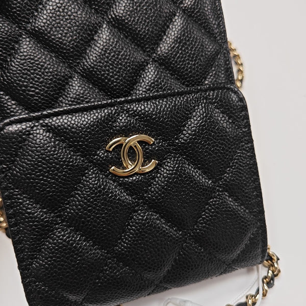 Quilted Grained Calfskin Shoulder Bag Black