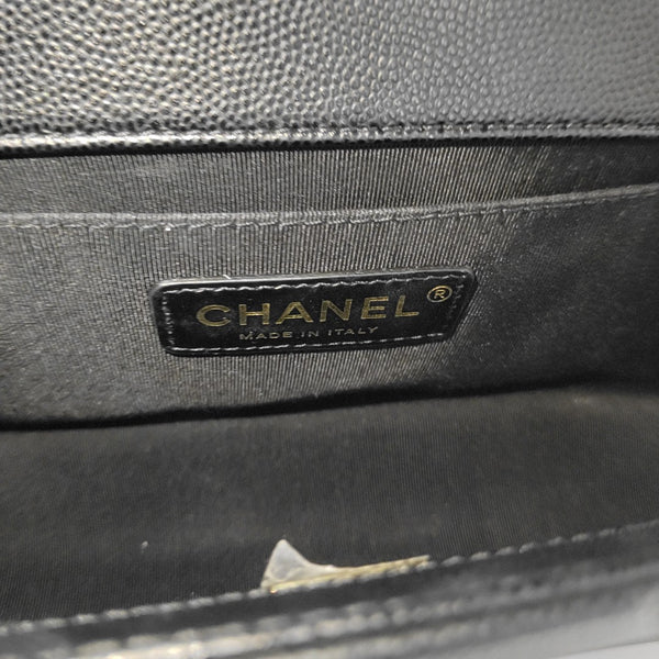 BOY CHANEL Medium Quilted Grained Calfskin Black