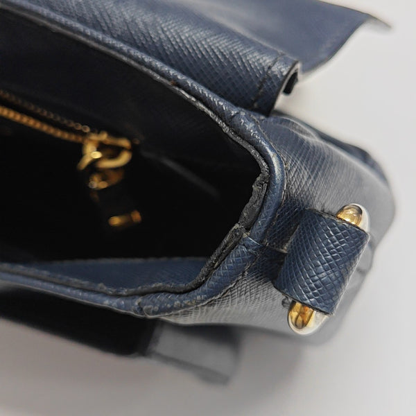 Saffiano Calfskin Shoulder Bag Blue