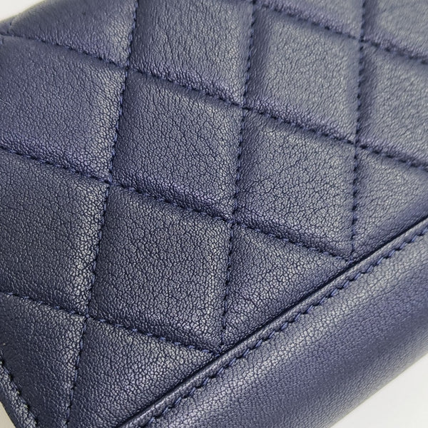 Quilted Lambskin Wallet Blue