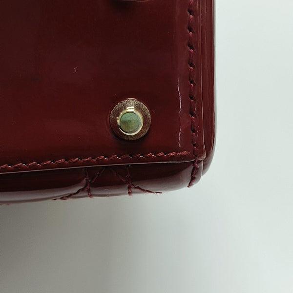 Lady Dior Mini Cannage Patent Calfskin Red