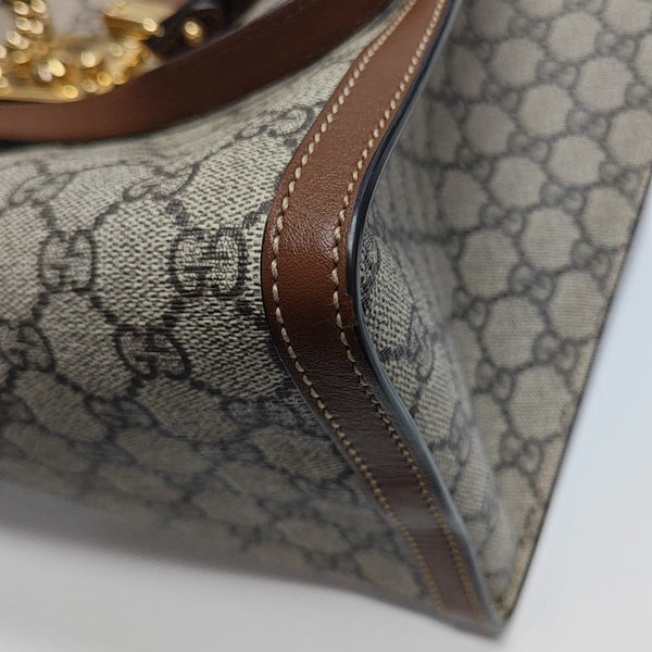 Padlock Medium Monogram Coated Canvas Beige