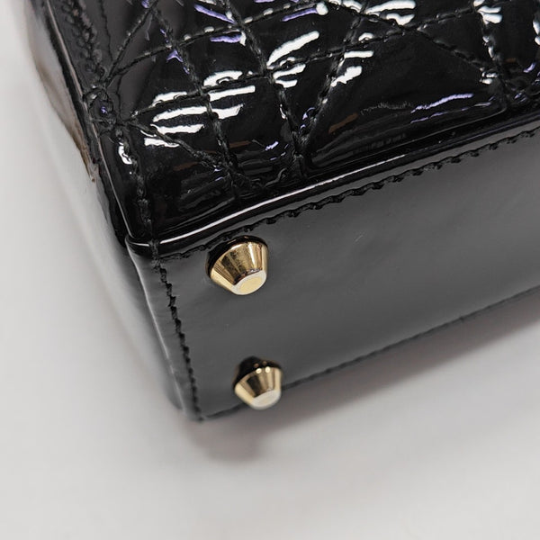 Lady Dior Mini Cannage Patent Leather Black