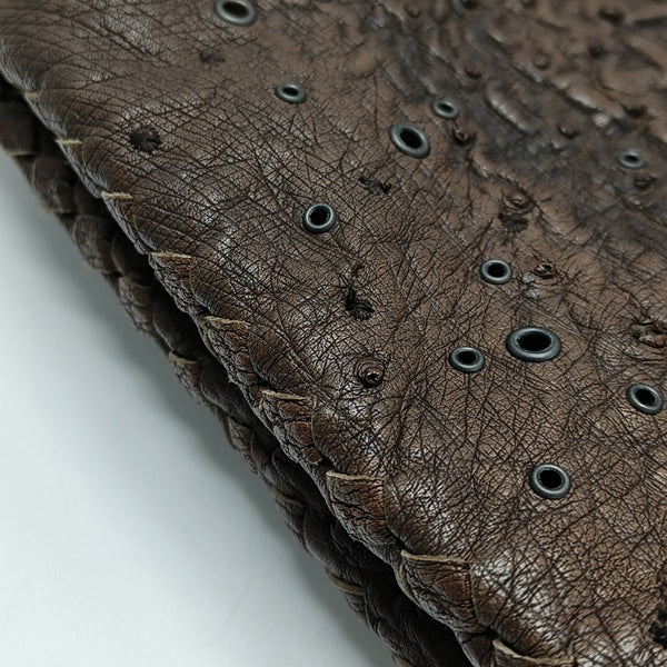 Ostrich Top Handle Bag Brown