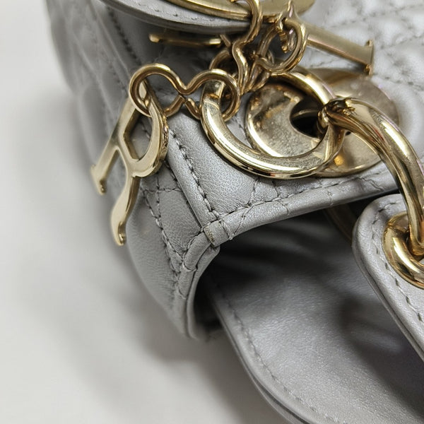 Lady Dior Mini Cannage Lambskin Gray