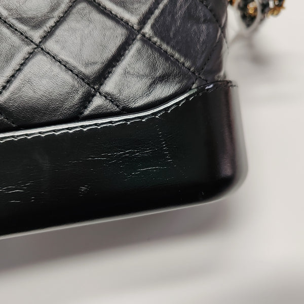 GABRIELLE Small Quilted Vintage Calf Black