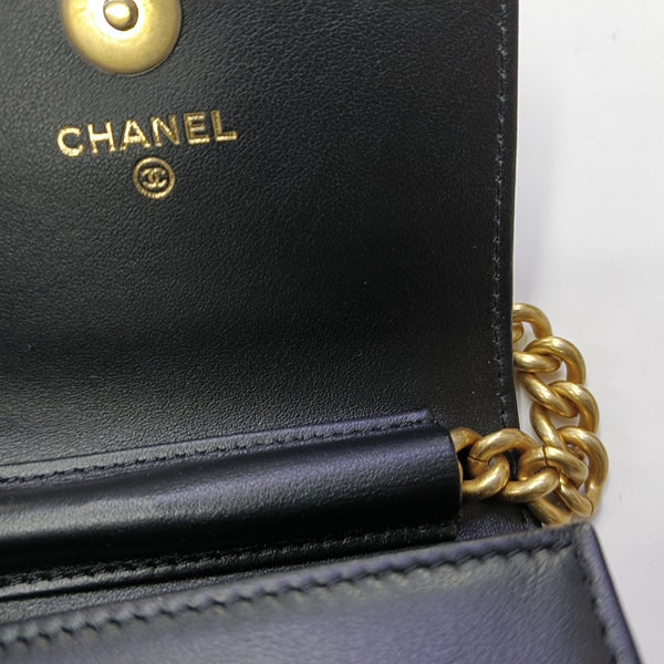 BOY CHANEL Chevron Grained Calfskin Black