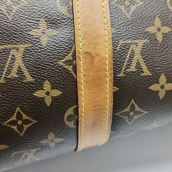 KEEPALL 50 Monogram Coated Canvas Brown