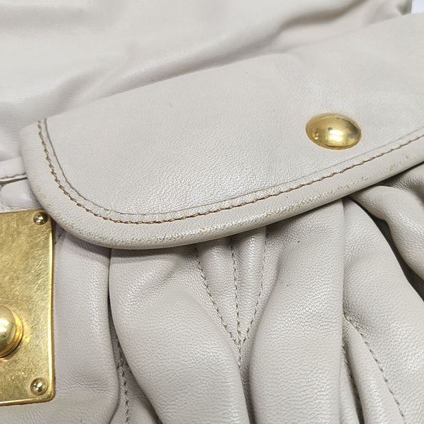 Miu Coffer Quilted Lambskin Beige