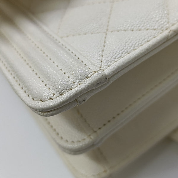 BOY CHANEL Small Quilted Calfskin White