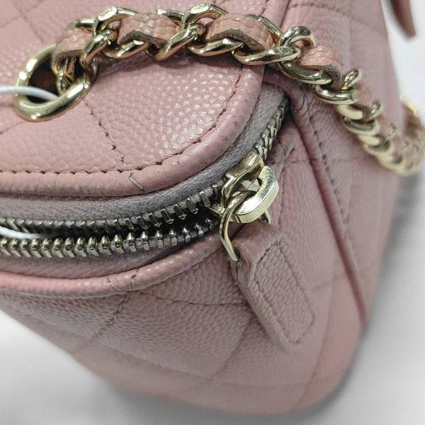 Authenticated pre-owned VANITY CASE Mini Quilted Grained Calfskin Pink - Shoulder Bag at Looply