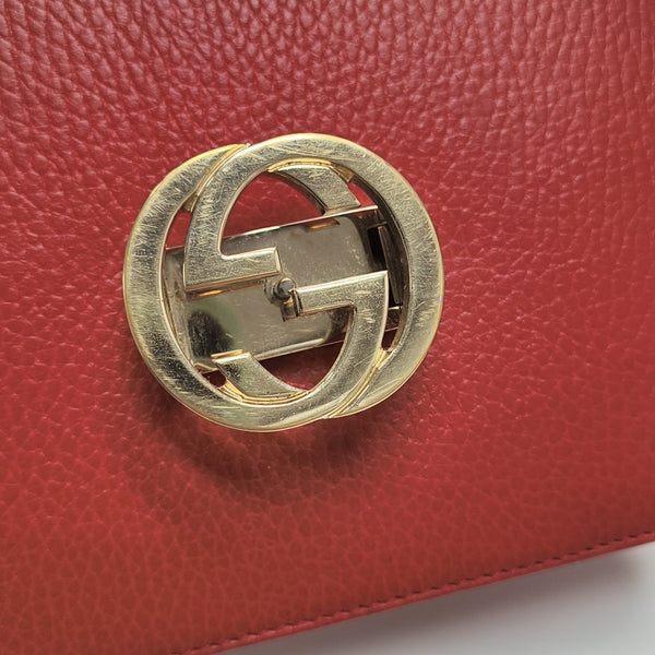 Interlocking G Small Calfskin Red