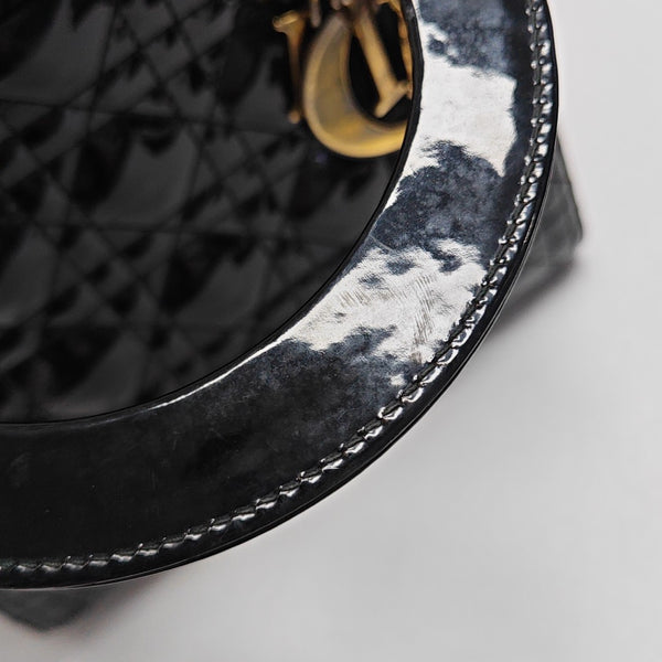 Lady Dior Medium Cannage Patent Leather Black