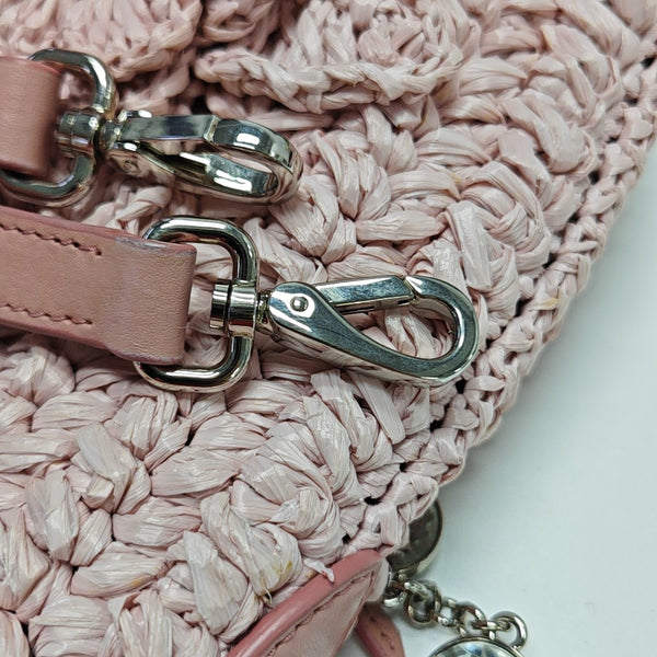 Straw Bucket Bag Pink