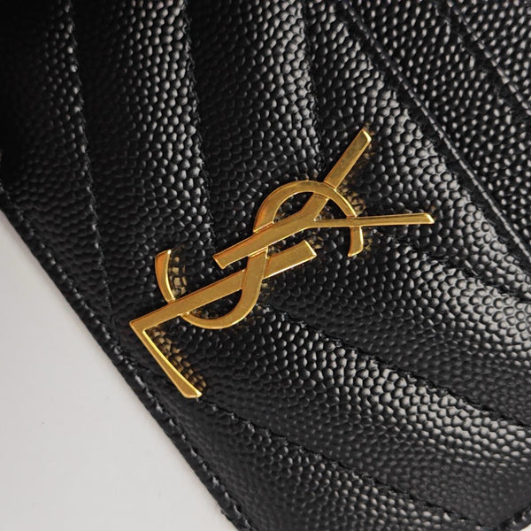 MONOGRAM Chevron Calfskin Black Card Holder