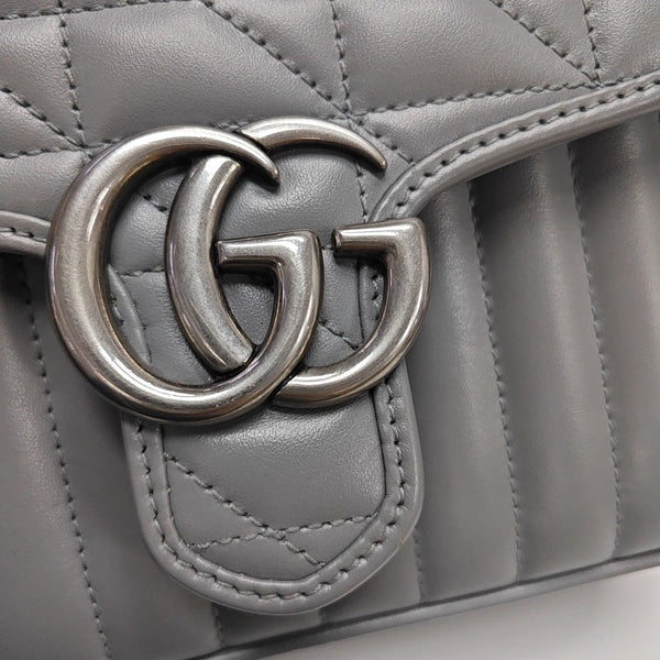 GG Marmont Mini Quilted Calfskin Gray
