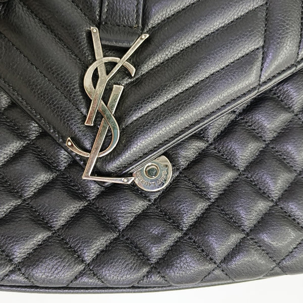 Chevron Lambskin Shoulder Bag Black