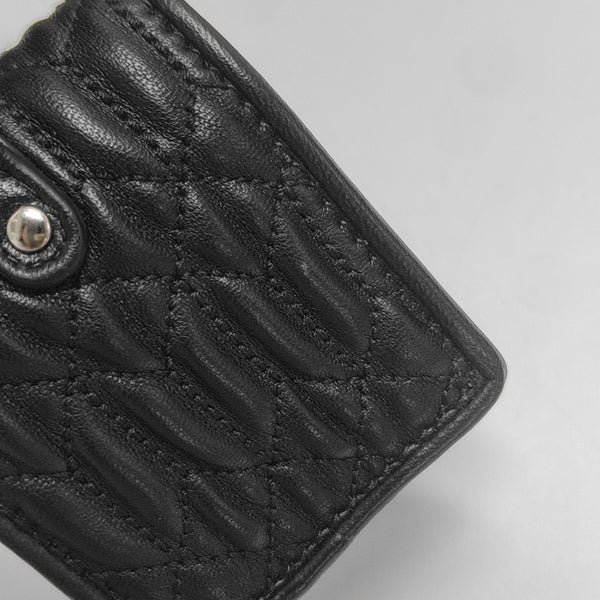 Quilted Lambskin Key Pouch Black
