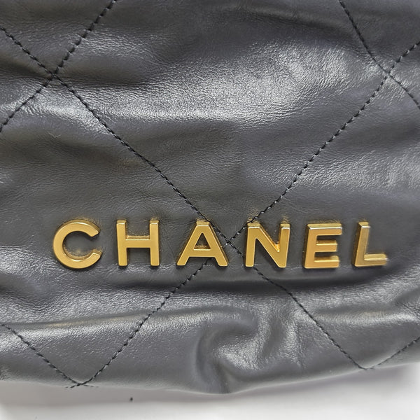 CHANEL 22 Mini Quilted Calfskin Gray