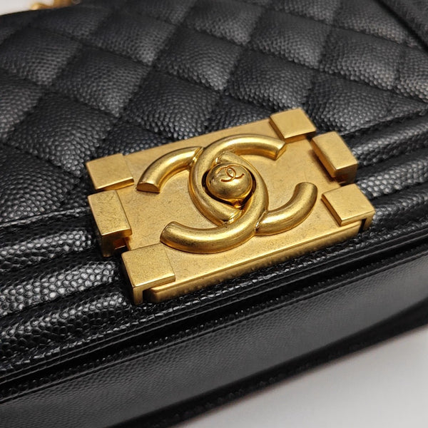 BOY CHANEL Small Quilted Grained Calfskin Black