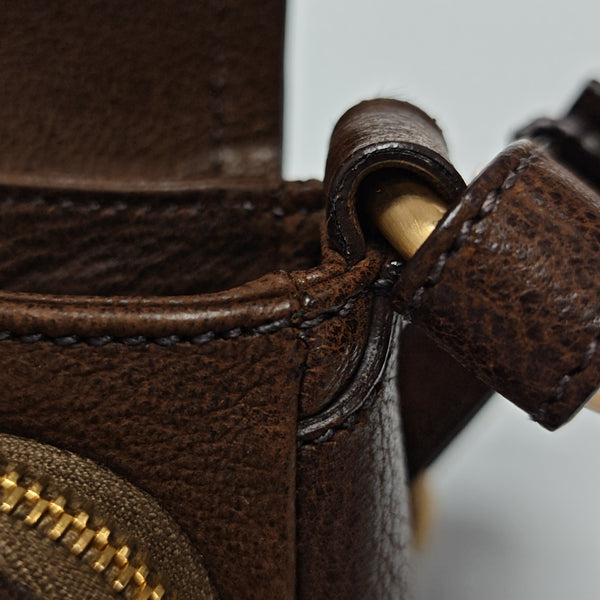 Calfskin Top Handle Bag Brown