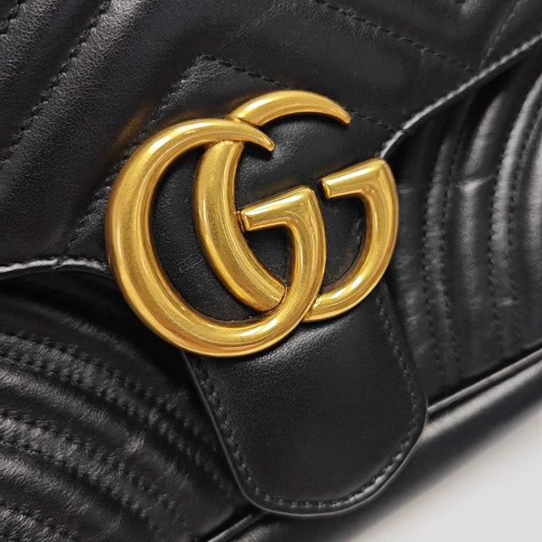 GG Marmont Medium Quilted Calfskin Black