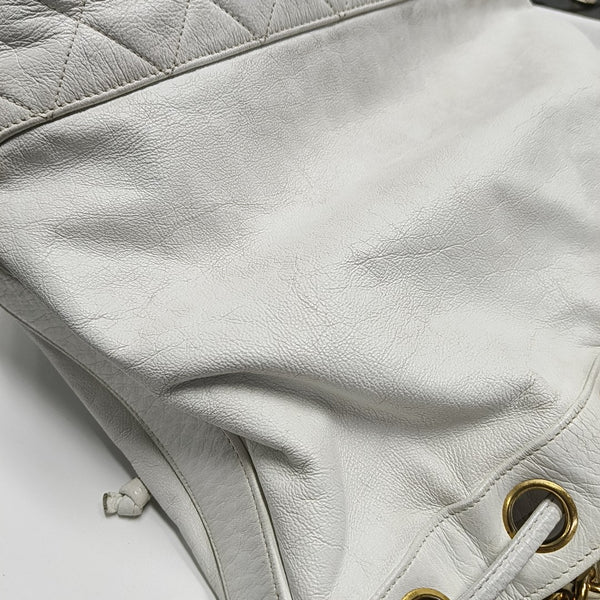 DRAWSTRING Quilted Calfskin White