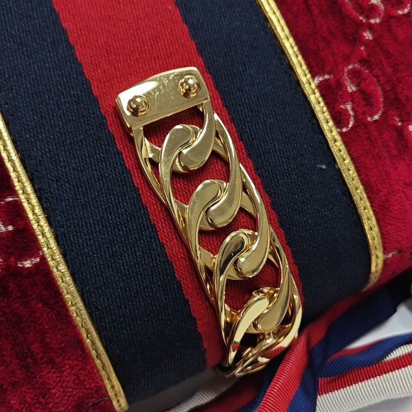 Sylvie Small Monogram Velvet Red