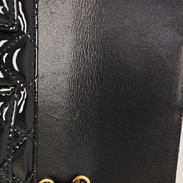 Quilted Patent Leather Shoulder Bag Black
