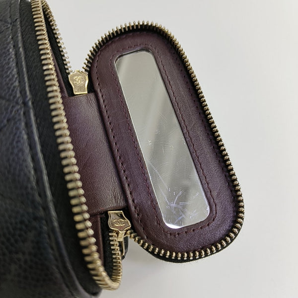 VANITY CASE Mini Quilted Grained Calfskin Black