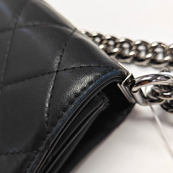 Authenticated pre-owned BOY CHANEL Quilted Lambskin Black - Shoulder Bag at Looply