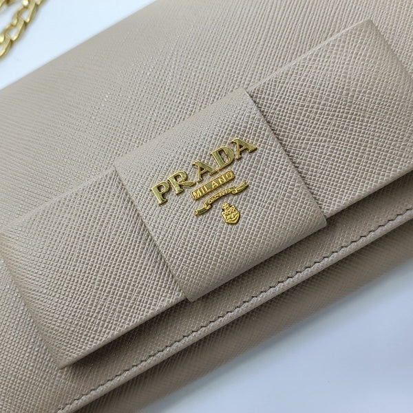 Fiocco Bow Saffiano Calfskin Beige