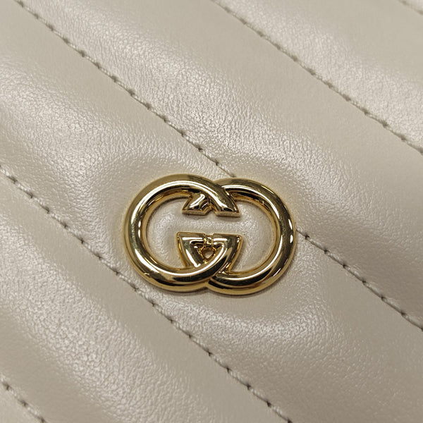 GG Marmont Small Quilted Calfskin White