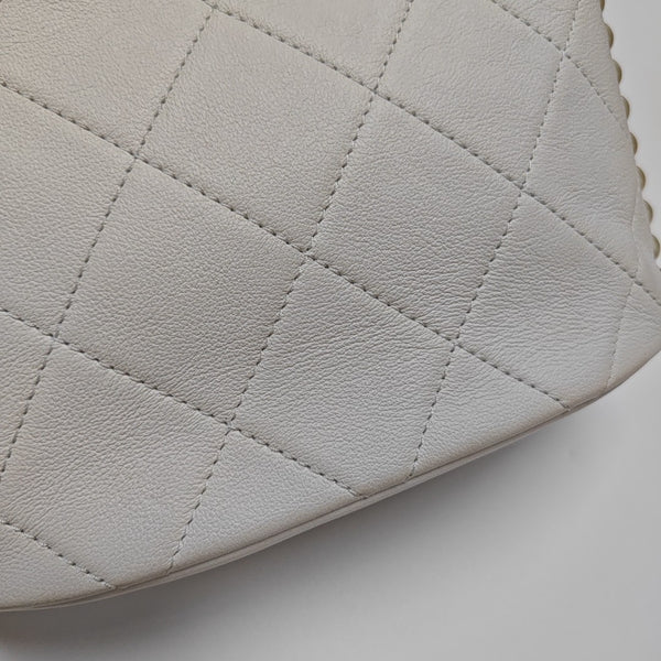 Quilted Calfskin Shoulder Bag Small White