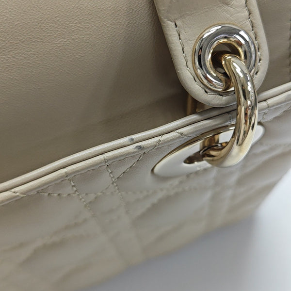 Lady Dior Small Cannage Lambskin Beige