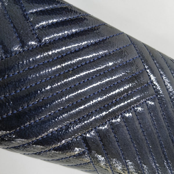 Chevron Patent Leather Wallet Blue