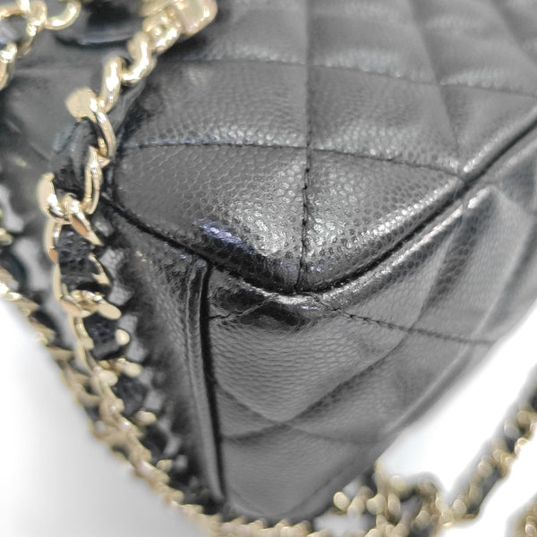Quilted Grained Calfskin Backpack Mini Black