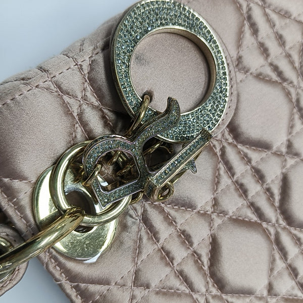Lady Dior Small Cannage Silk Satin Pink