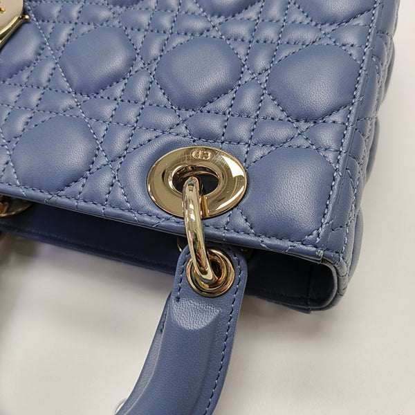 Lady Dior Small Cannage Lambskin Blue