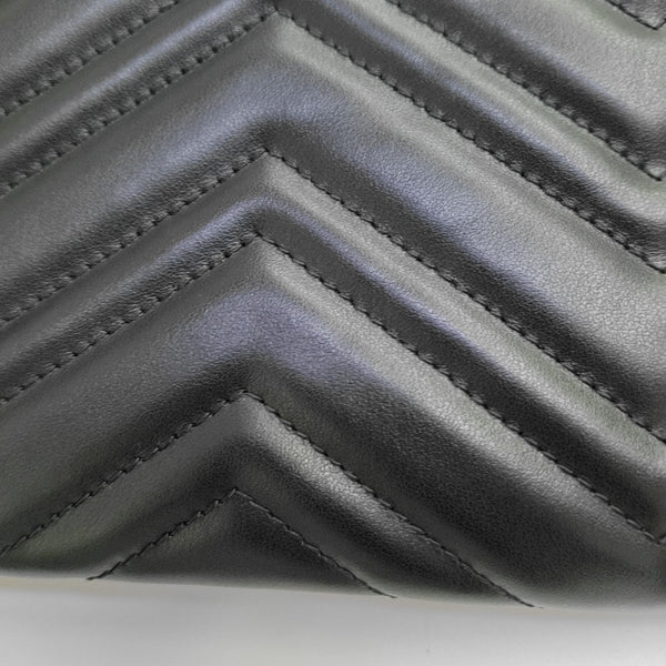 GG Marmont Small Chevron Calfskin Black