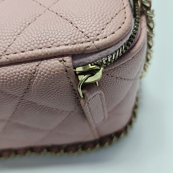 VANITY CASE Small Quilted Grained Calfskin Pink