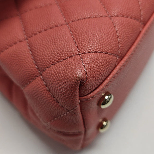 COCO HANDLE Small Quilted Grained Calfskin Pink