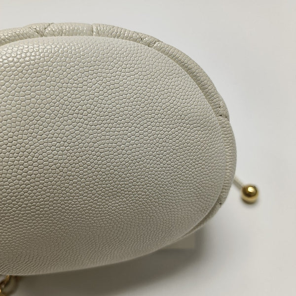 DRAWSTRING Quilted Grained Calfskin White